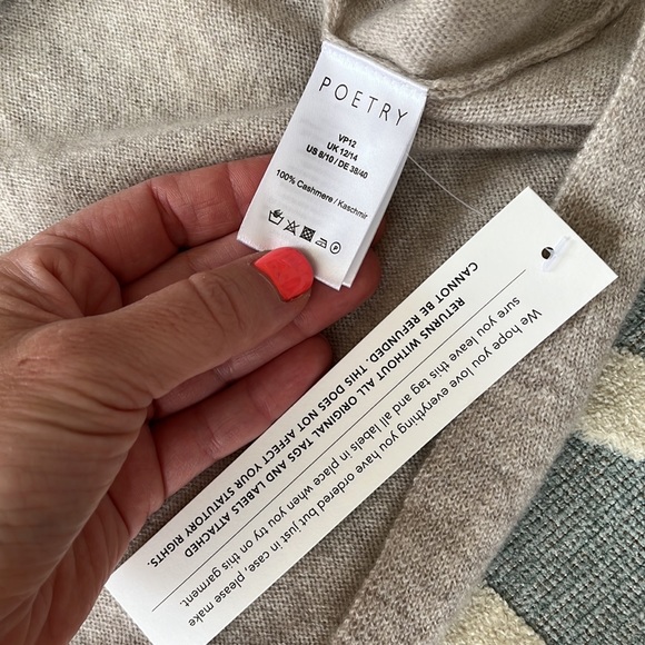 Poetry Boat Neck Cashmere Sweater Ecru Women’s Size 8/10 - Picture 9 of 9